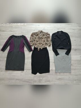 Lot X 5 Office Work Pencil Skirts Blouses Tops Sheath Dress Bundle Gray Size 6